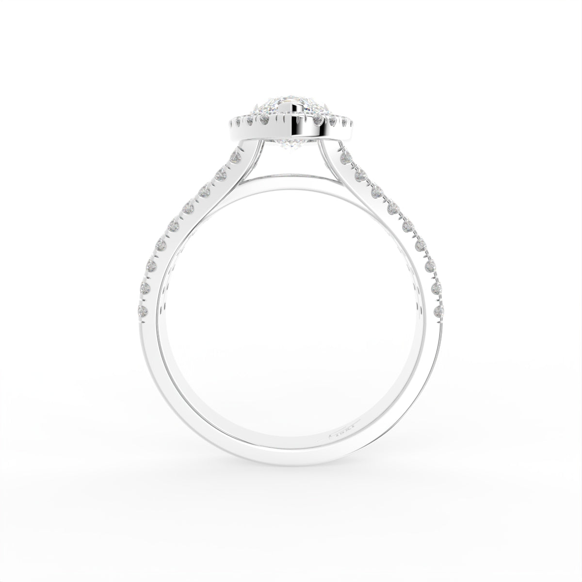 18K Halo Marquise Diamond Engagement Ring — FRONT