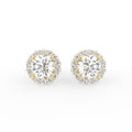 18K Floral Halo Solitaire Diamond Stud Earrings — TOP