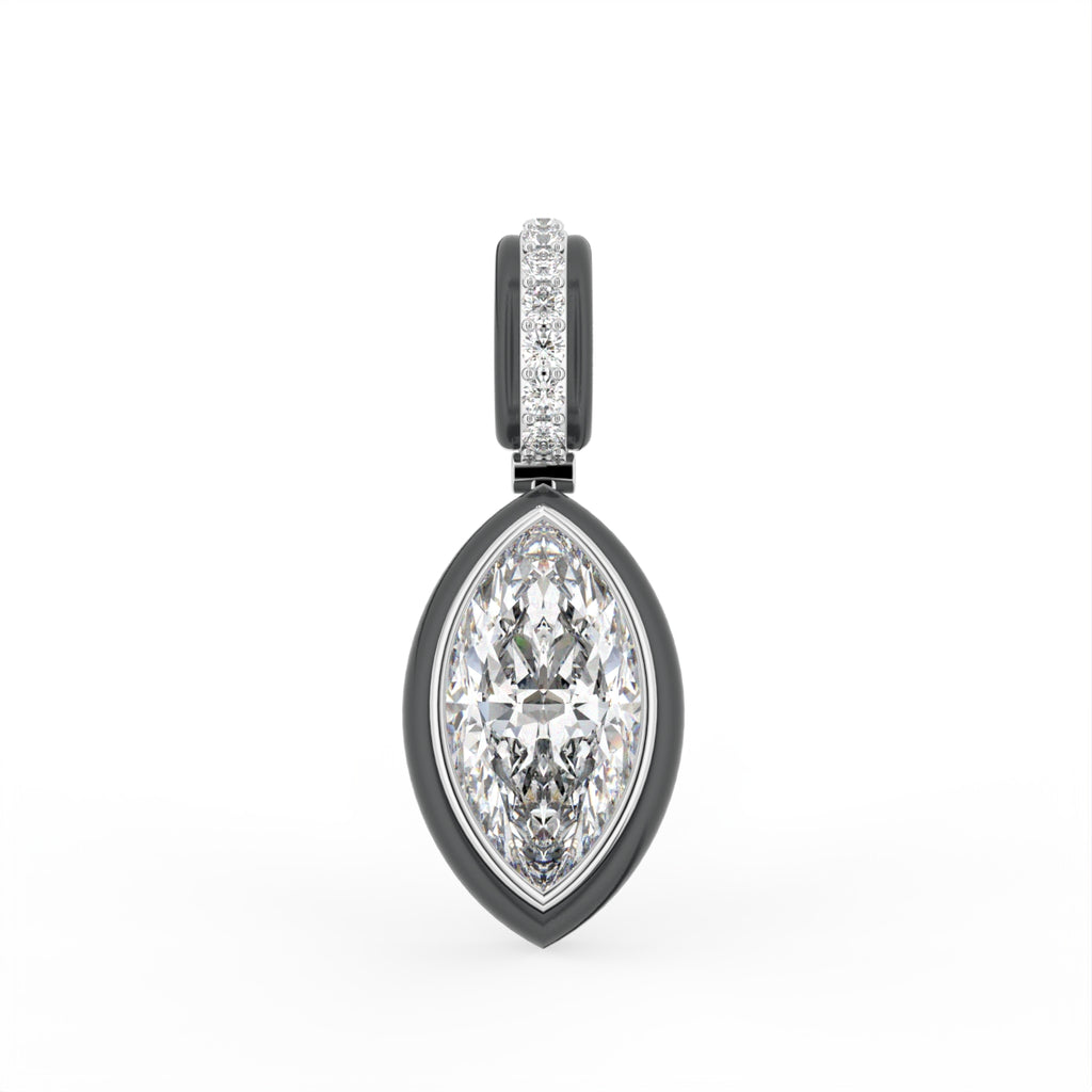 18K Marquise Solitaire Diamond Pendant — FRONT