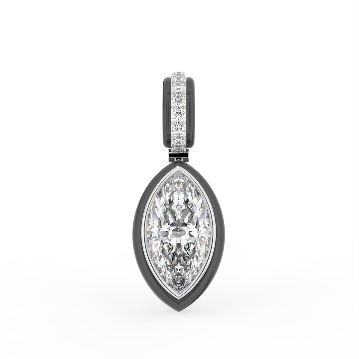 18K Marquise Solitaire Diamond Pendant — FRONT