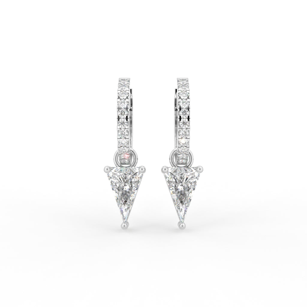18K White Gold Triangle Diamond Drop Earrings — TOP
