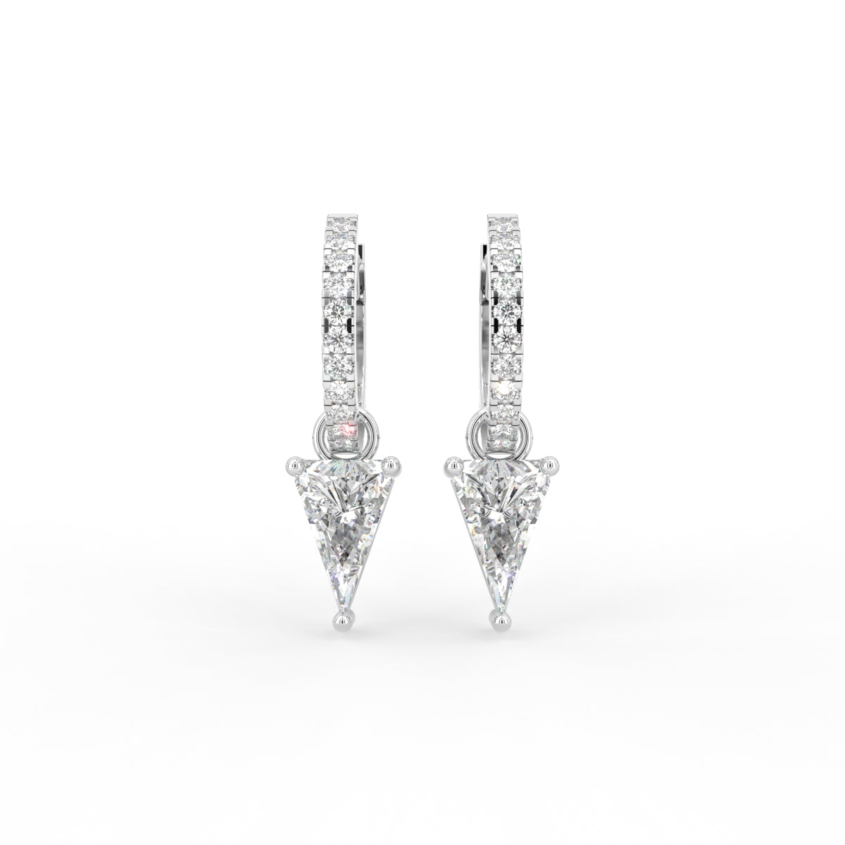 18K White Gold Triangle Diamond Drop Earrings — TOP