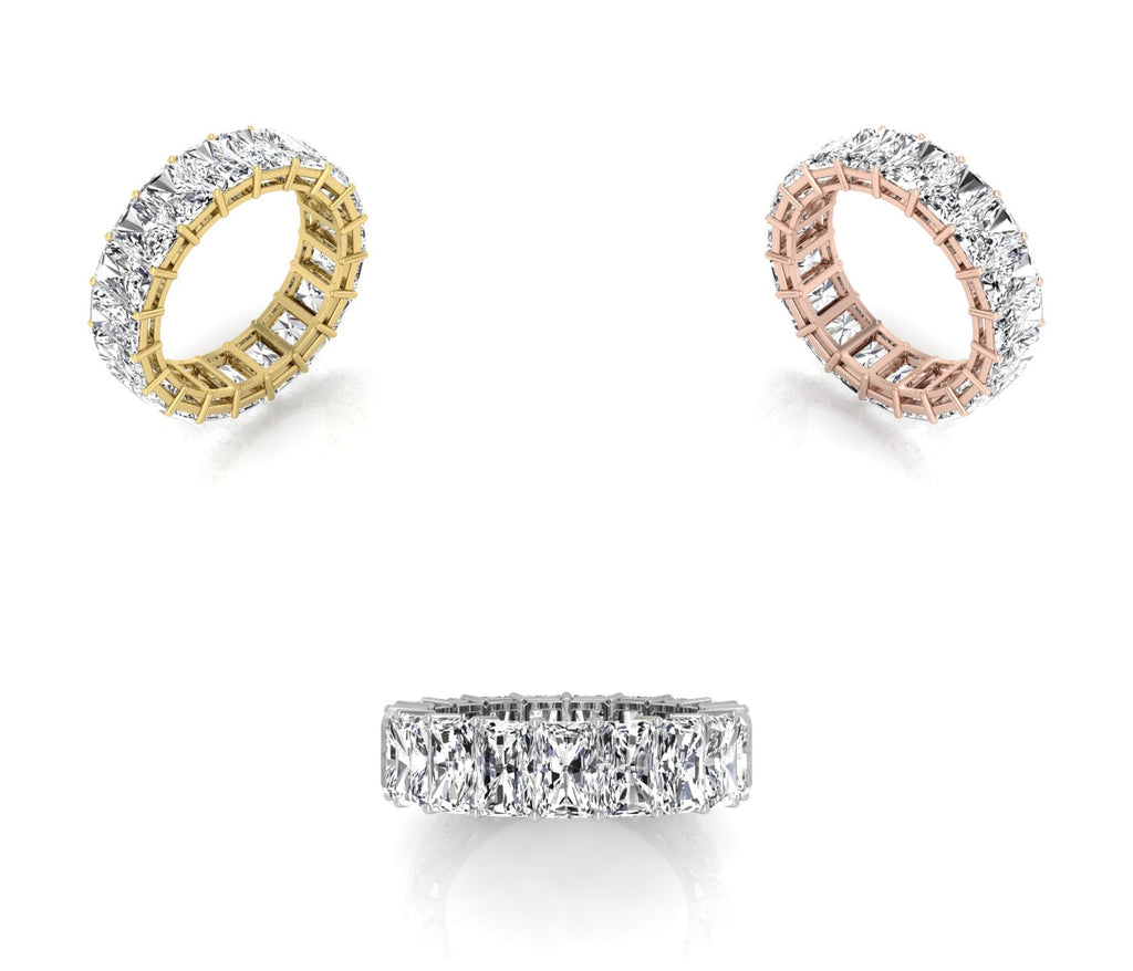 vimg:FJ3843|vimg:FJ3846|vimg:FJ3845|vimg:FJ3844|vimg:FJ3851|vimg:FJ3852|vimg:FJ3847|14K White Gold Radiant Diamond Eternity Ring — 3 COLOR