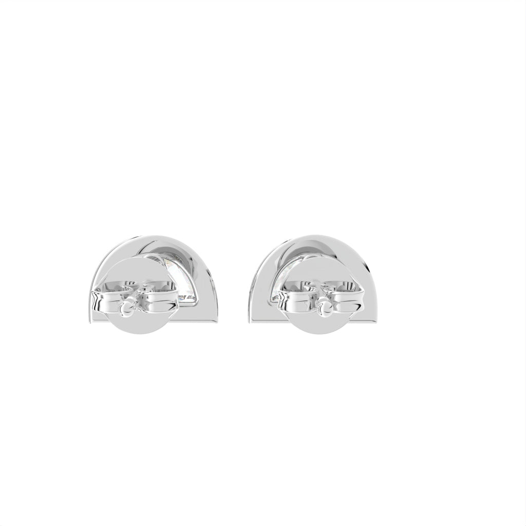 18K White Gold Half Moon Solitaire Diamond Earrings — BACK
