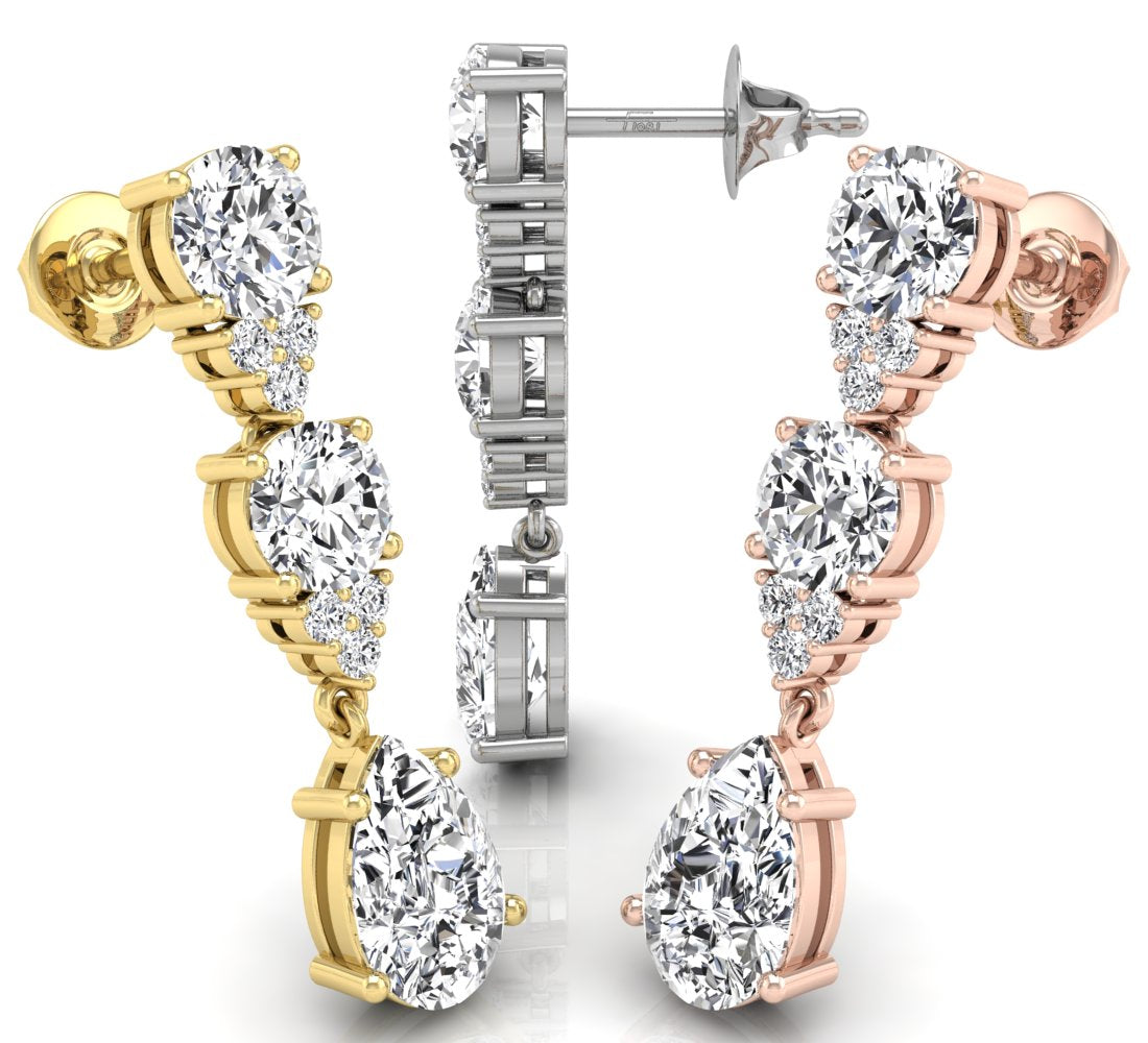 18K Drop Diamond Earrings — 3 COLOR