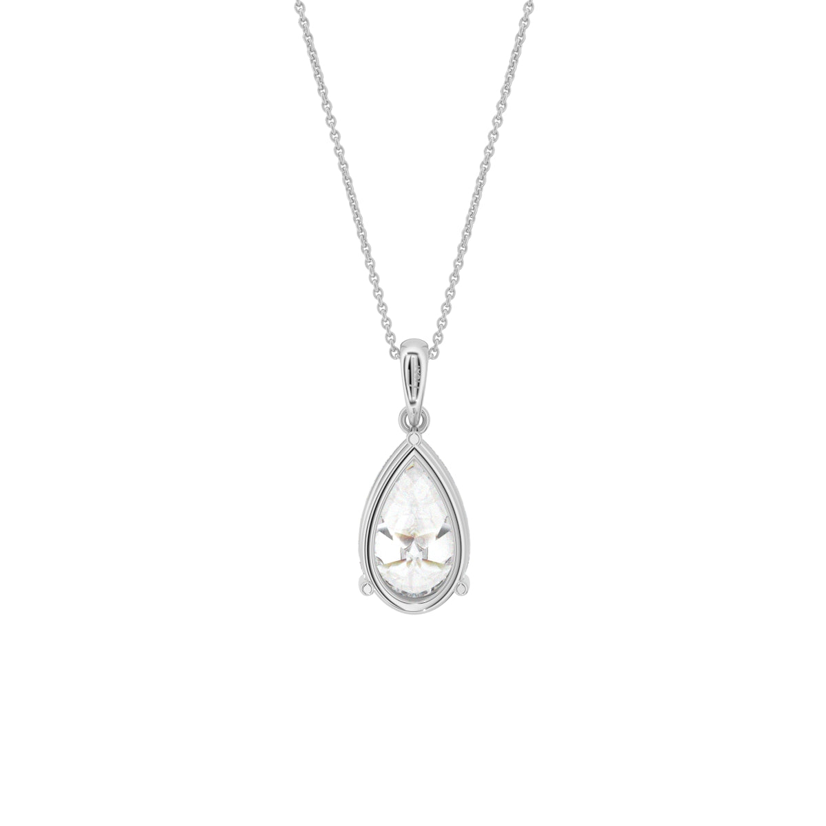 18K Solitaire Pear Diamond Pendant — BACK