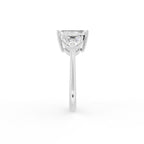 18K White Gold Trilogy Emerald Diamond Engagement Ring — SIDE