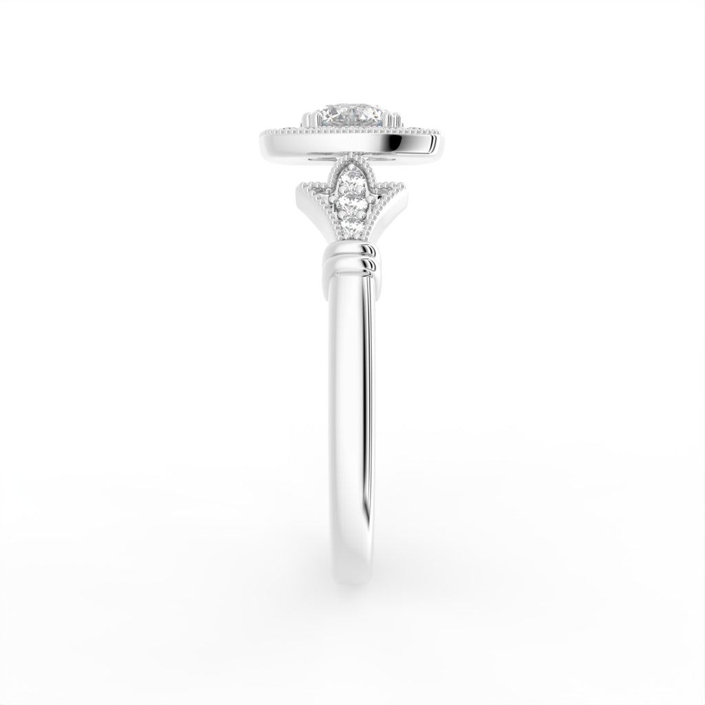 vimg:FJ3066|vimg:FJ3068|vimg:FJ1127|18K Halo Round Diamond Ring — SIDE
