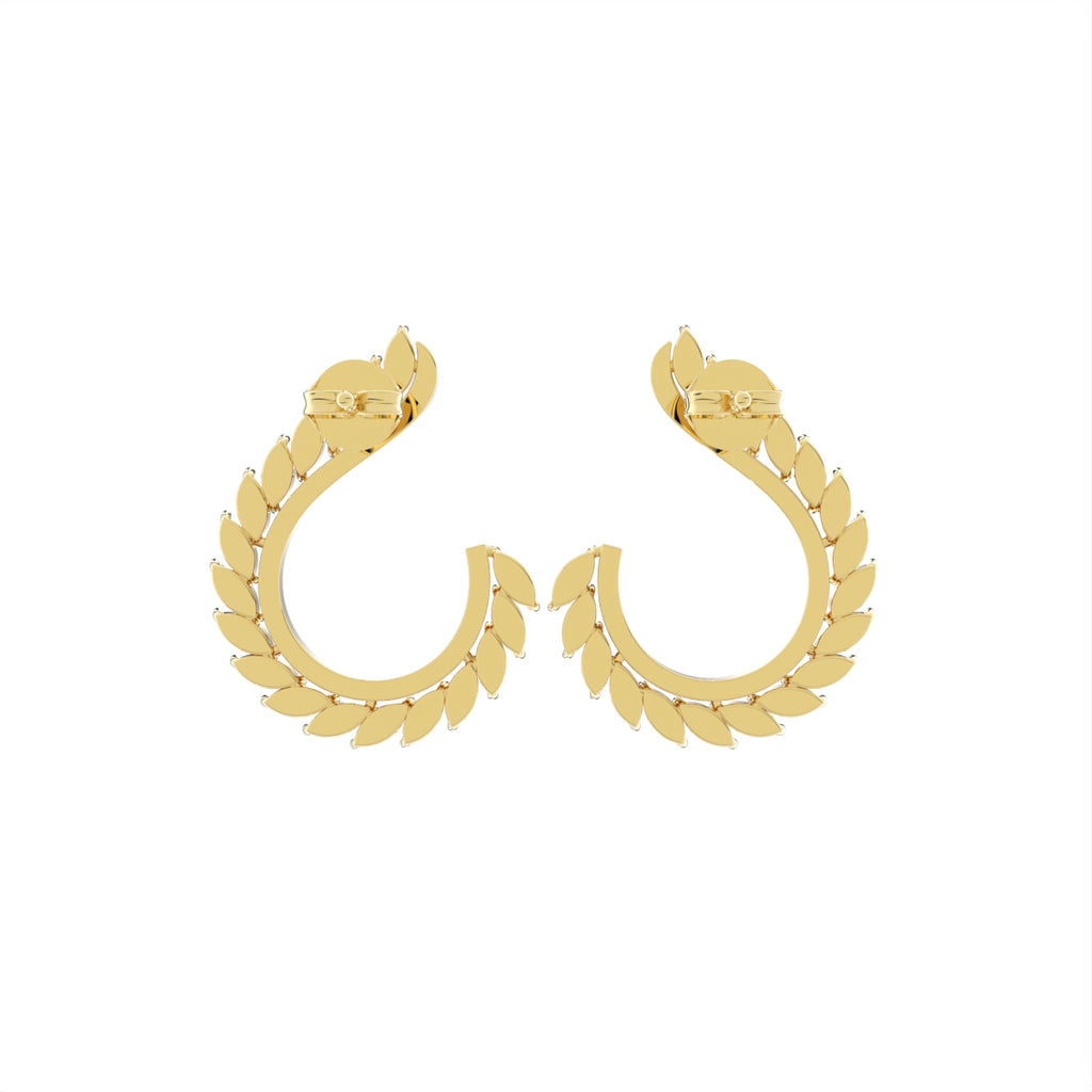 18K Peacock Feather Diamond Earrings — BACK