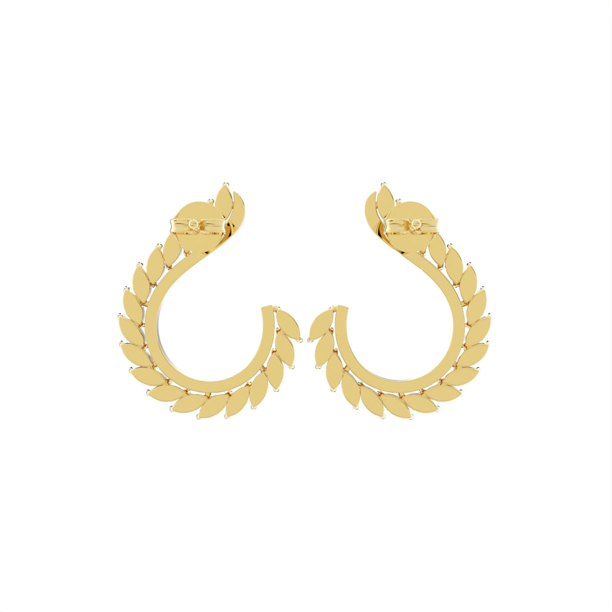 18K Peacock Feather Diamond Earrings — BACK
