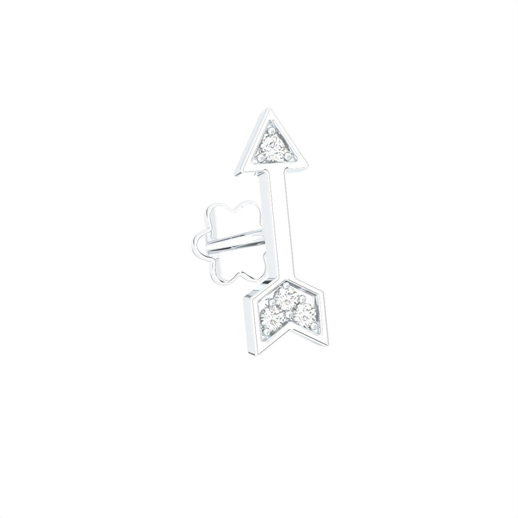 18K Arrow Diamond Piercing Earrings — 3D VIEW