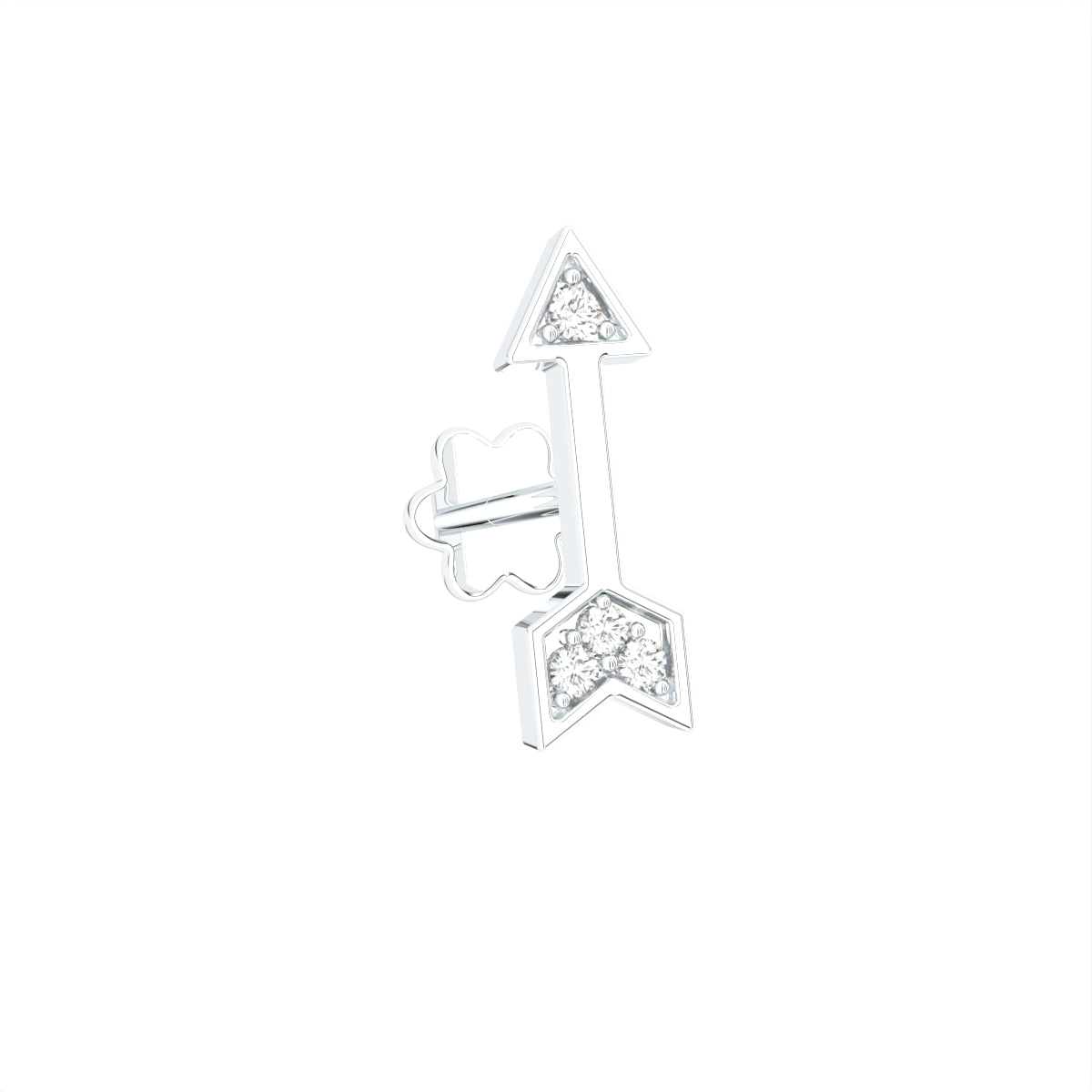 18K Arrow Diamond Piercing Earrings — 3D VIEW