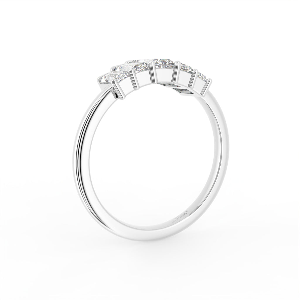 18K White Gold Baguette Cluster Diamond Ring — 3D VIEW