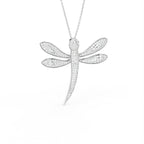 18K Dragonfly Diamond Pendant — 3D VIEW