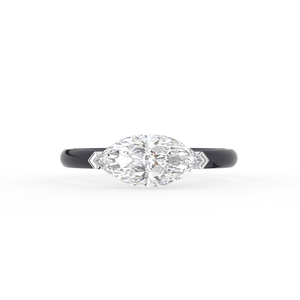 18K Marquise Solitaire Diamond Ring — TOP