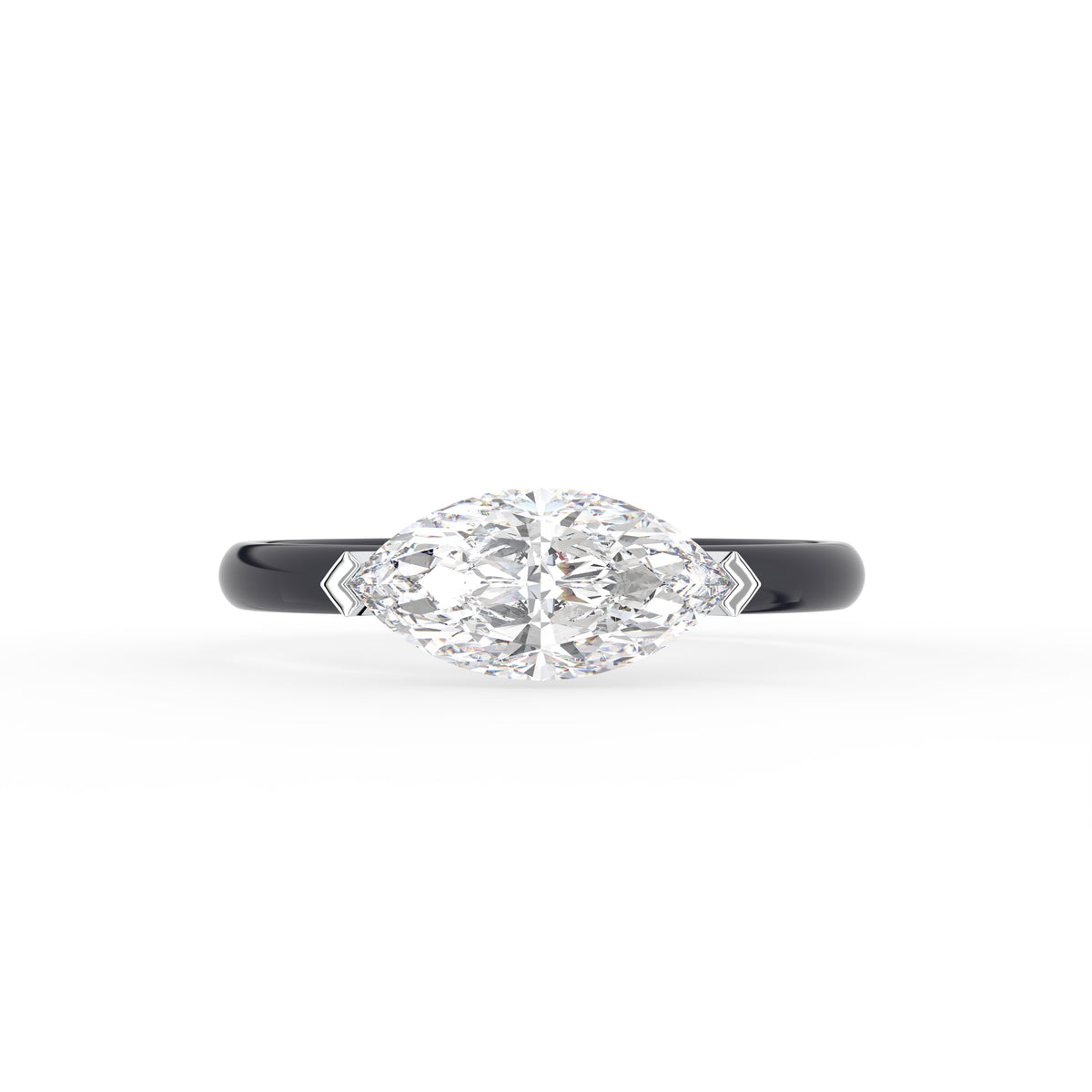 18K Marquise Solitaire Diamond Ring — TOP