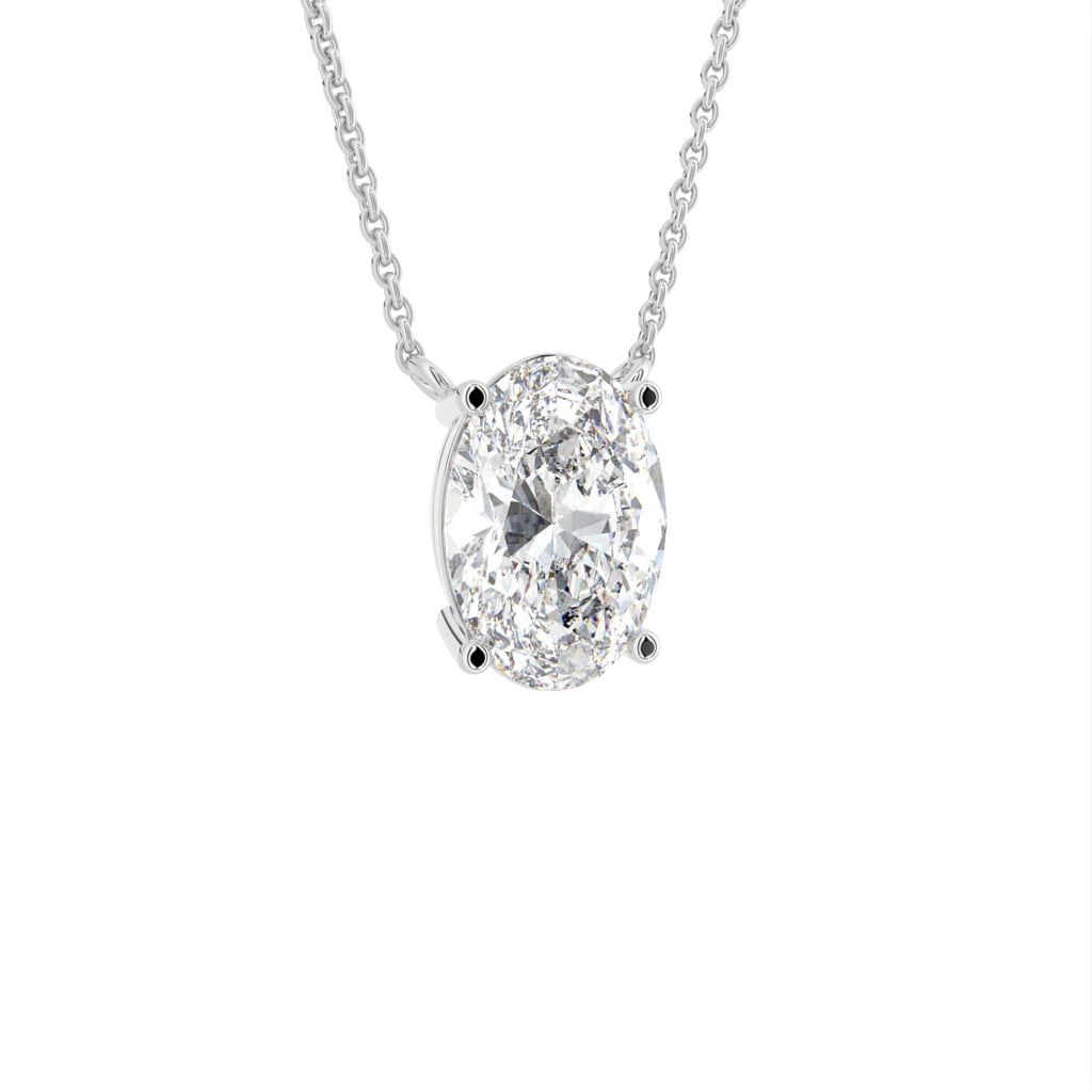 18K Solitaire Oval Diamond Pendant — 3D VIEW