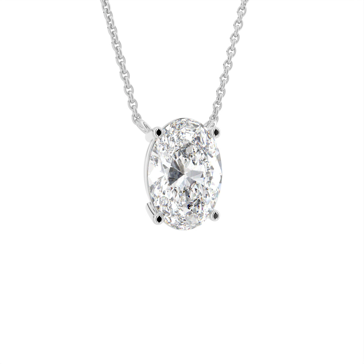 18K Solitaire Oval Diamond Pendant — 3D VIEW