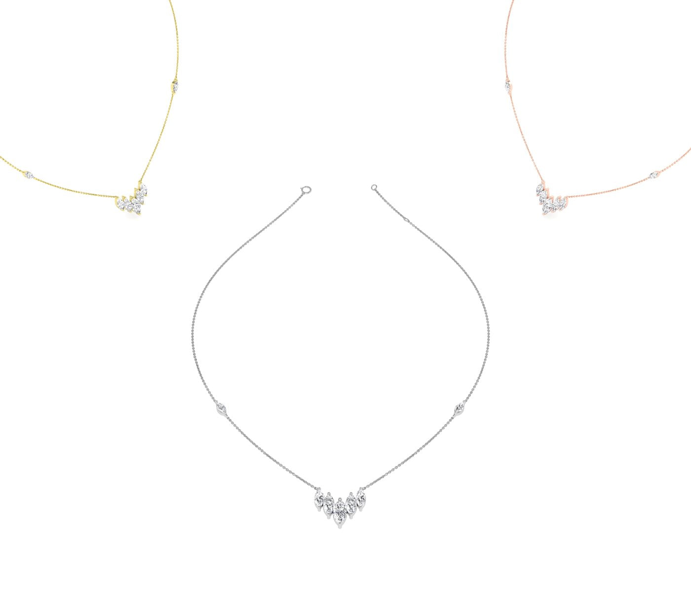 18K Minimalist Charm Diamond Necklace — 3 COLOR