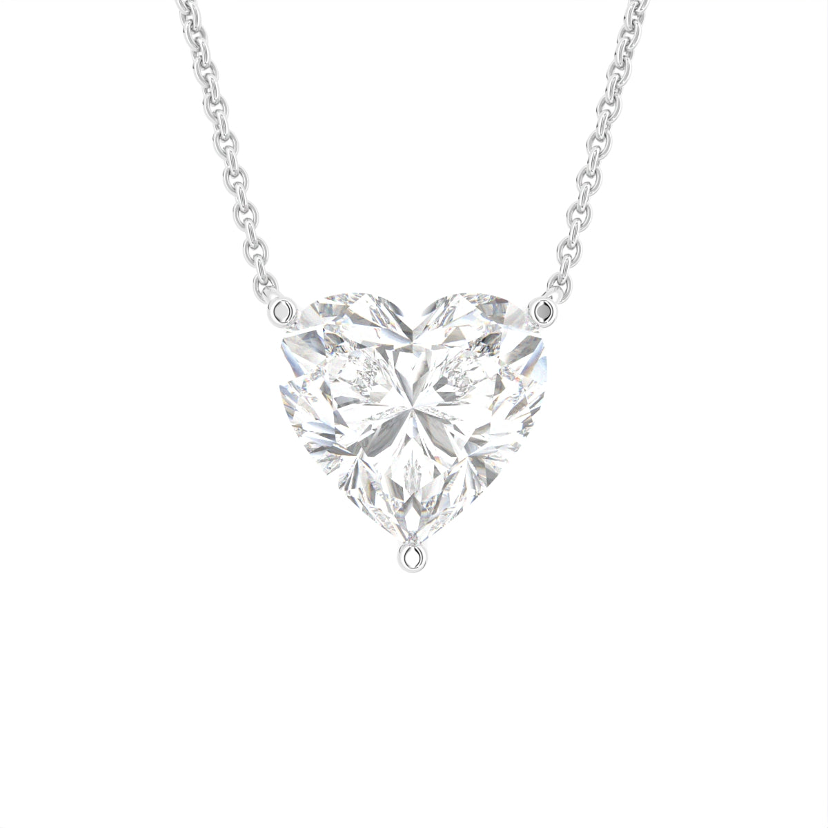 18K White Gold Solitaire Heart Diamond Pendant — FRONT