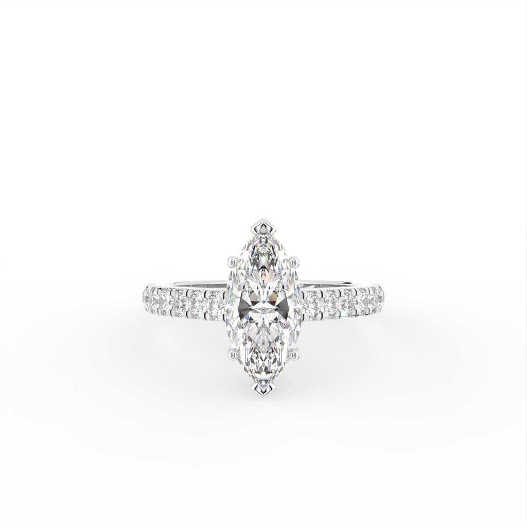 18K Marquise Diamond Solitaire Engagement Ring — TOP