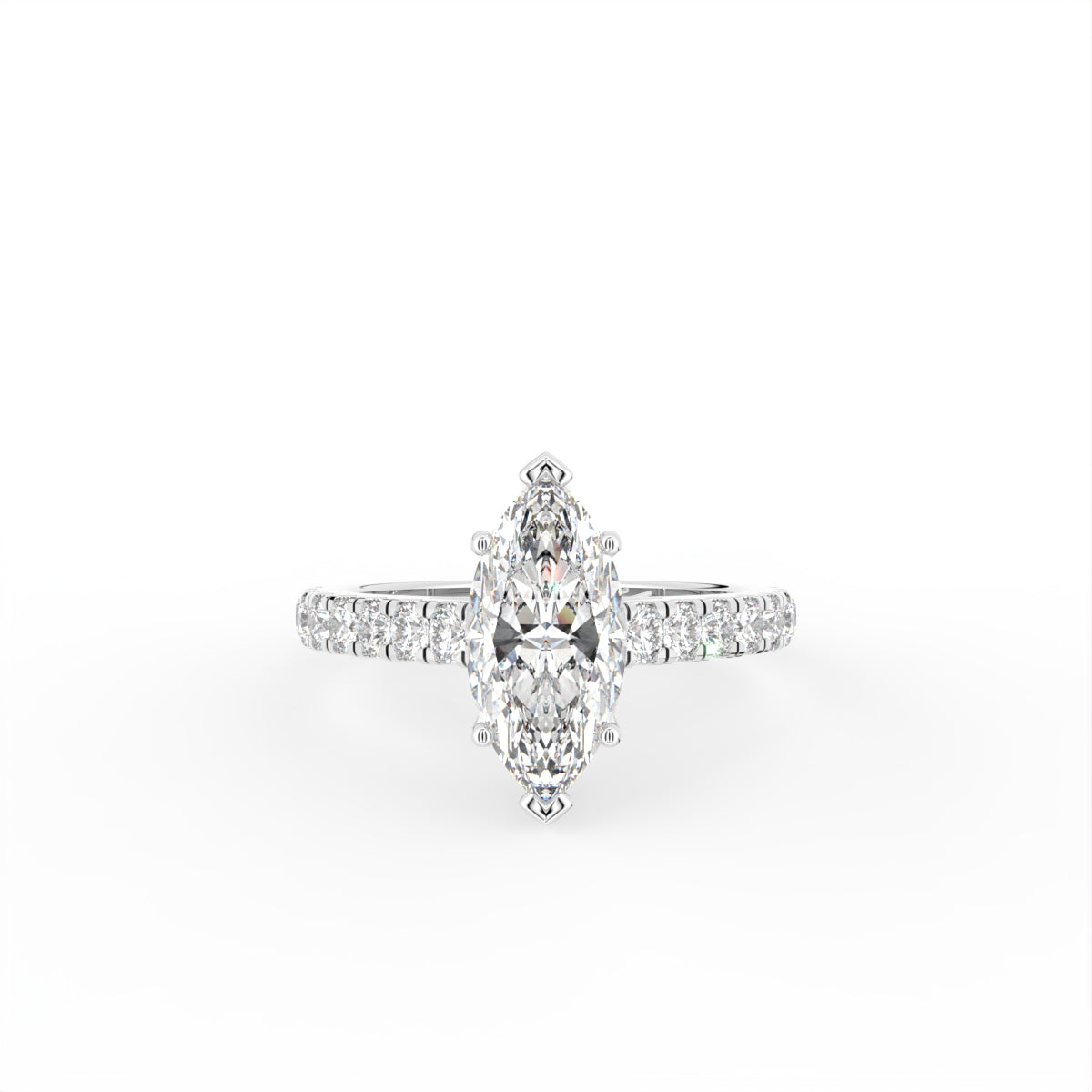 18K Marquise Diamond Solitaire Engagement Ring — TOP