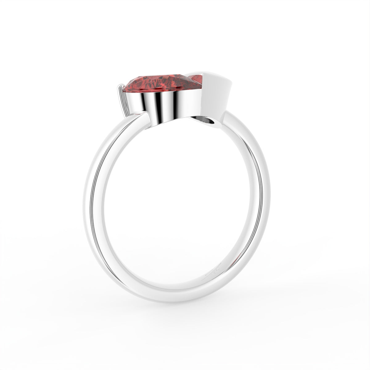 18K Solitaire Heart Diamond Ring — 3D VIEW