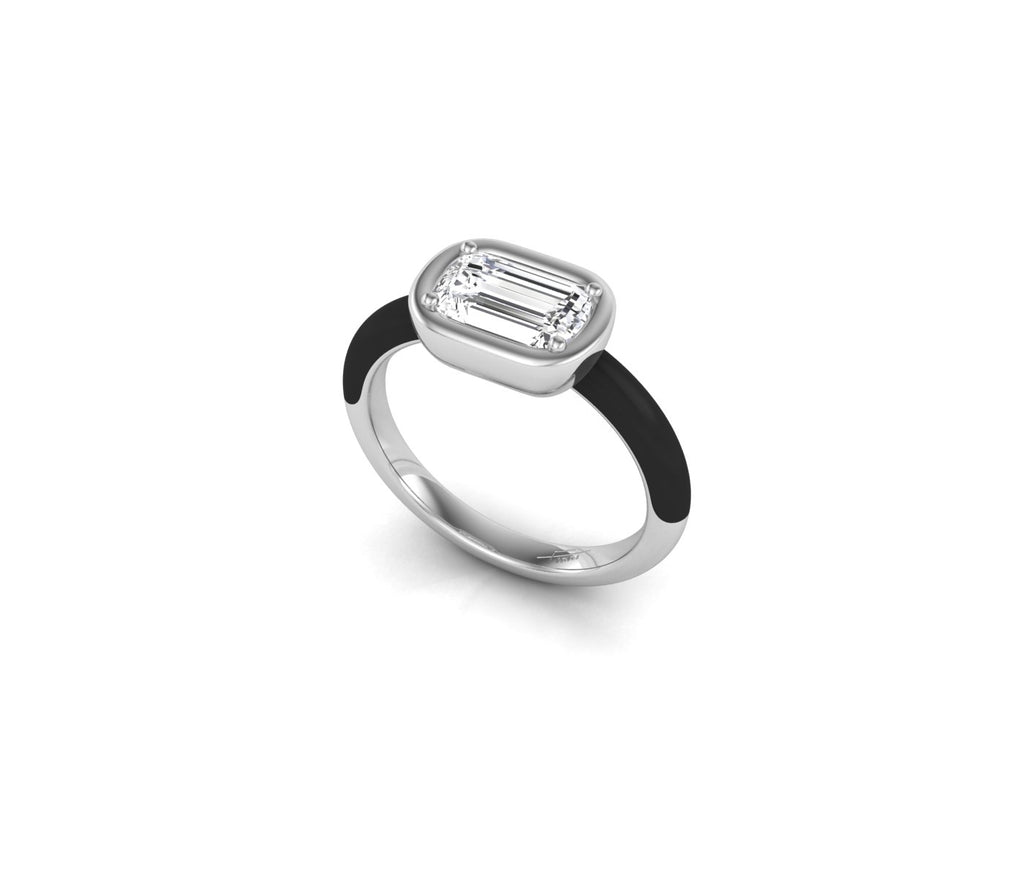 vimg:FJ4896|vimg:FJ4897|vimg:FJ5913|14K Crisscut Emerald Diamond Solitaire Ring — 3D VIEW