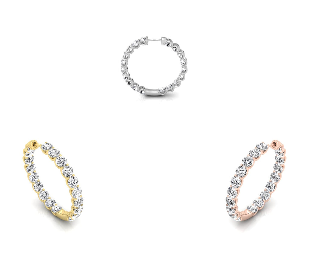 18K Diamond Hoop Earrings — 3 COLOR