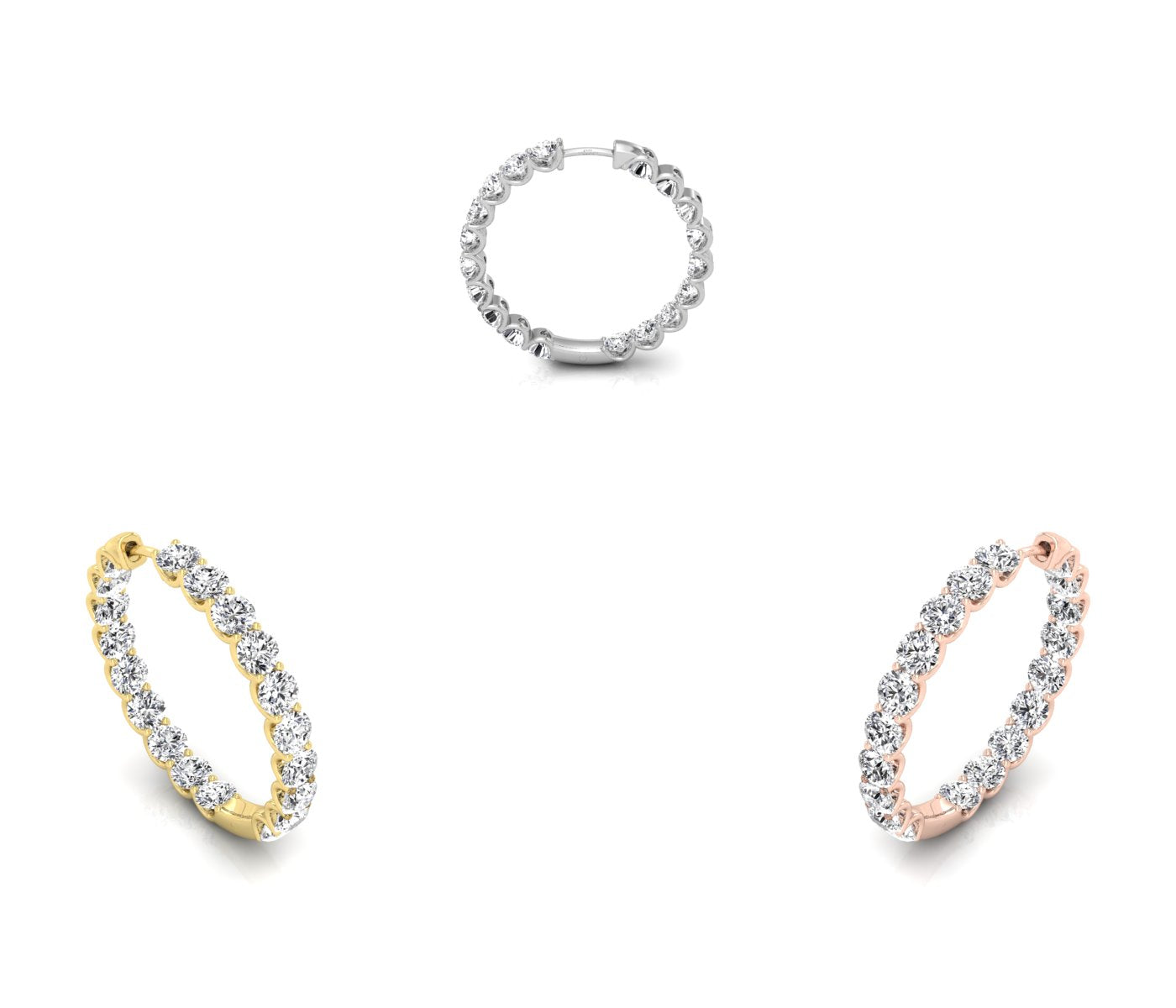 18K Diamond Hoop Earrings — 3 COLOR