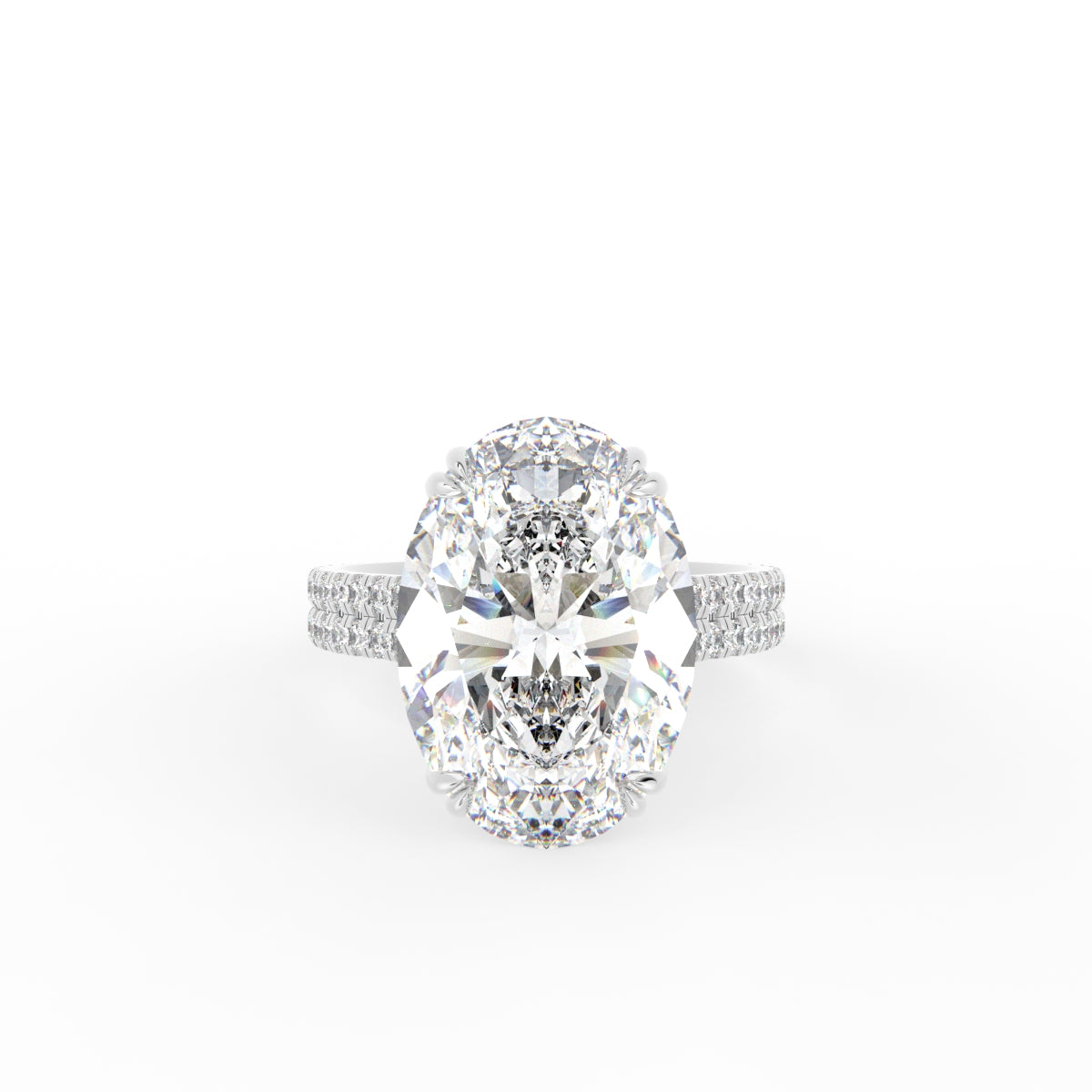 18K Yellow Gold Solitaire Oval Diamond Engagement Ring — TOP