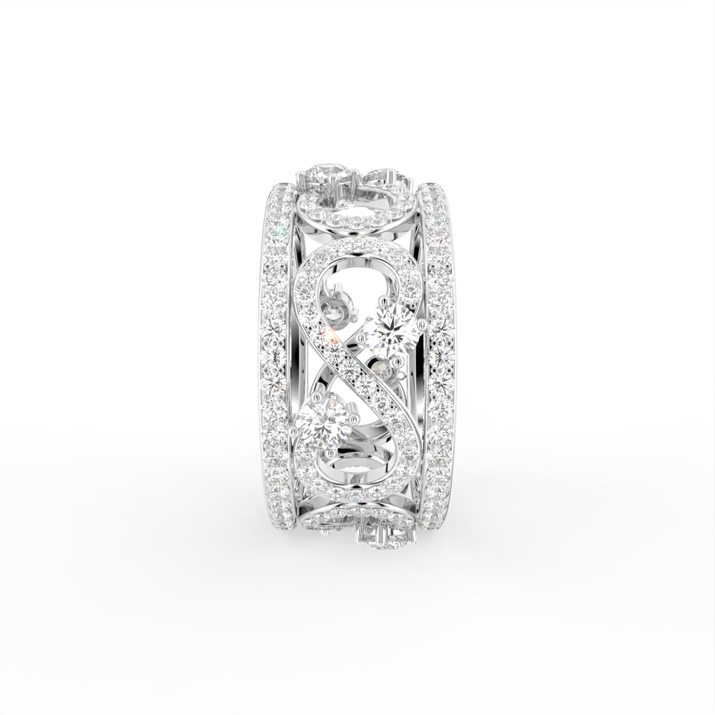 18K Bespoke Openwork Pave Diamond Ring — SIDE