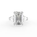 18K White Gold Trilogy Emerald Diamond Ring — TOP