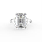 18K White Gold Trilogy Emerald Diamond Ring — TOP