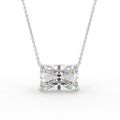 18K White Gold Radiant Solitaire Diamond Pendant — FRONT