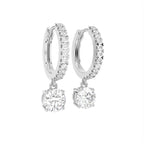 18K Round Drop Diamond Earrings — 3D VIEW