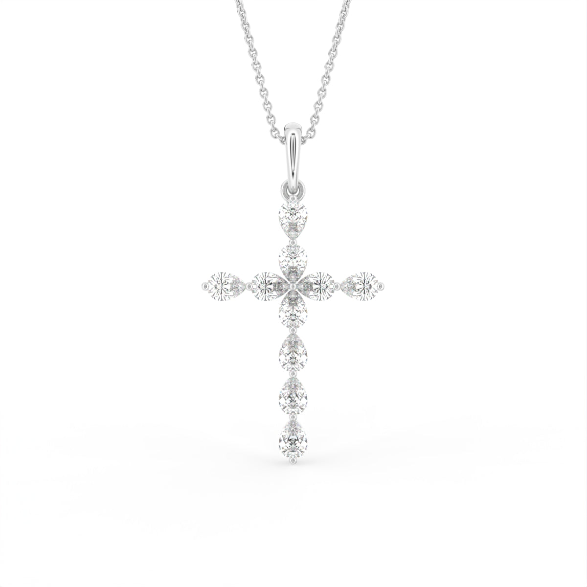 18K Cross Diamond Pendant — FRONT