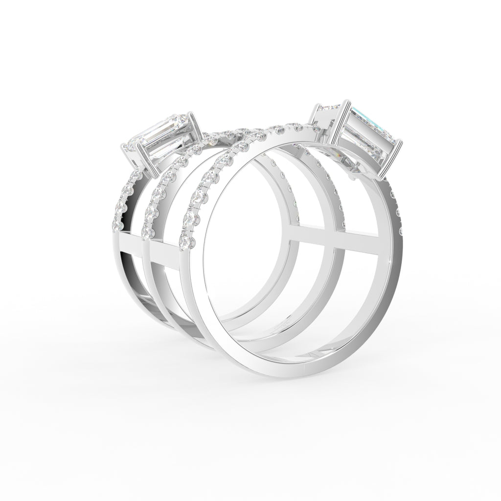 18K Yellow Gold Emerald Diamond Ring — 3D VIEW