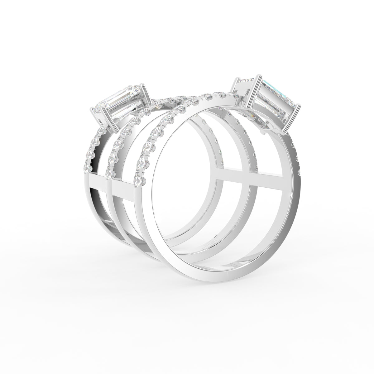 18K Yellow Gold Emerald Diamond Ring — 3D VIEW