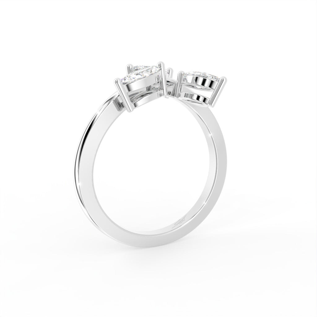 14K White Gold Marquise Diamond Ring — 3D VIEW