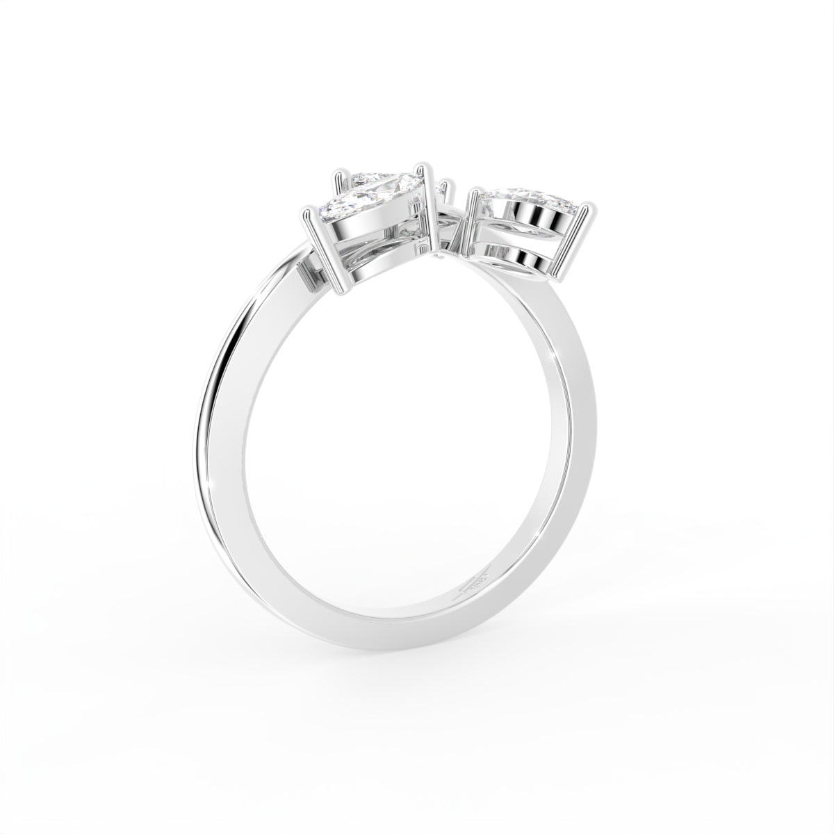 14K White Gold Marquise Diamond Ring — 3D VIEW