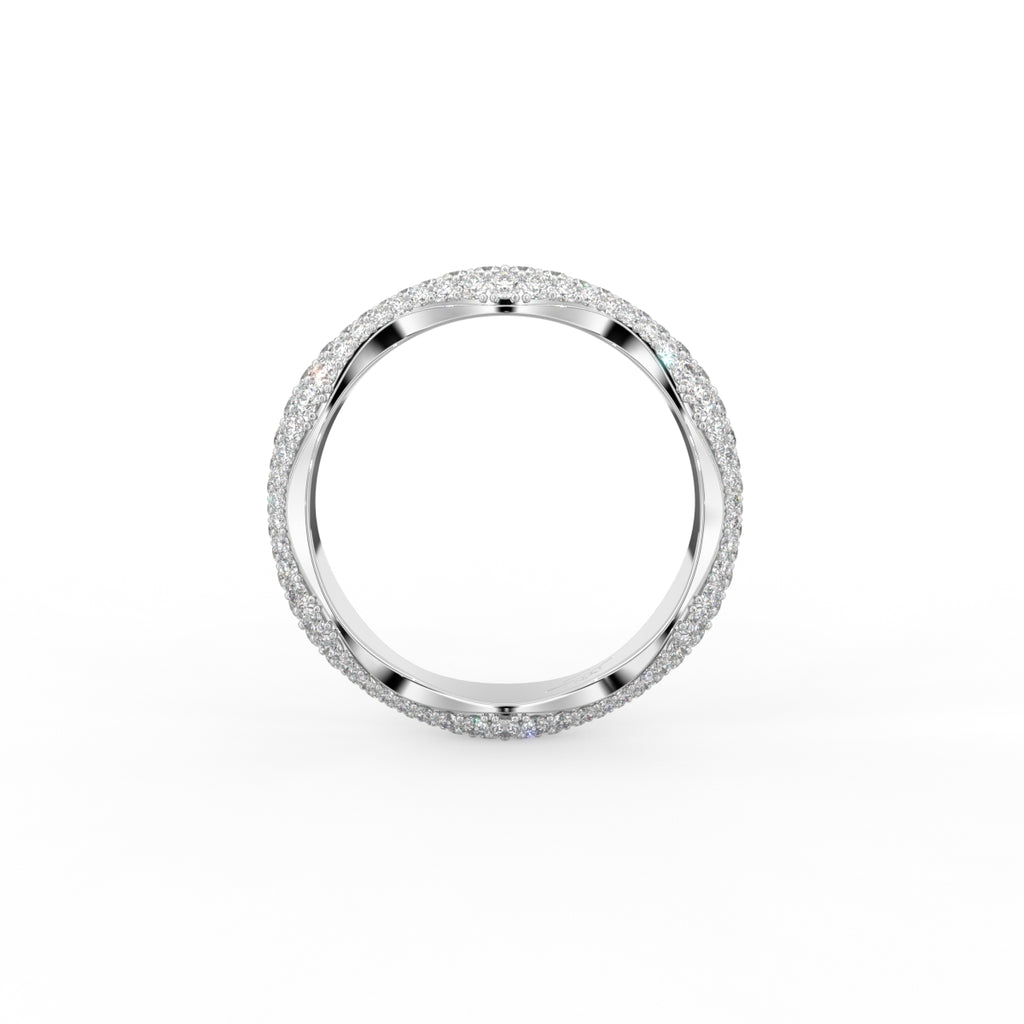 18K Yellow Gold Round Diamond Band Ring — FRONT