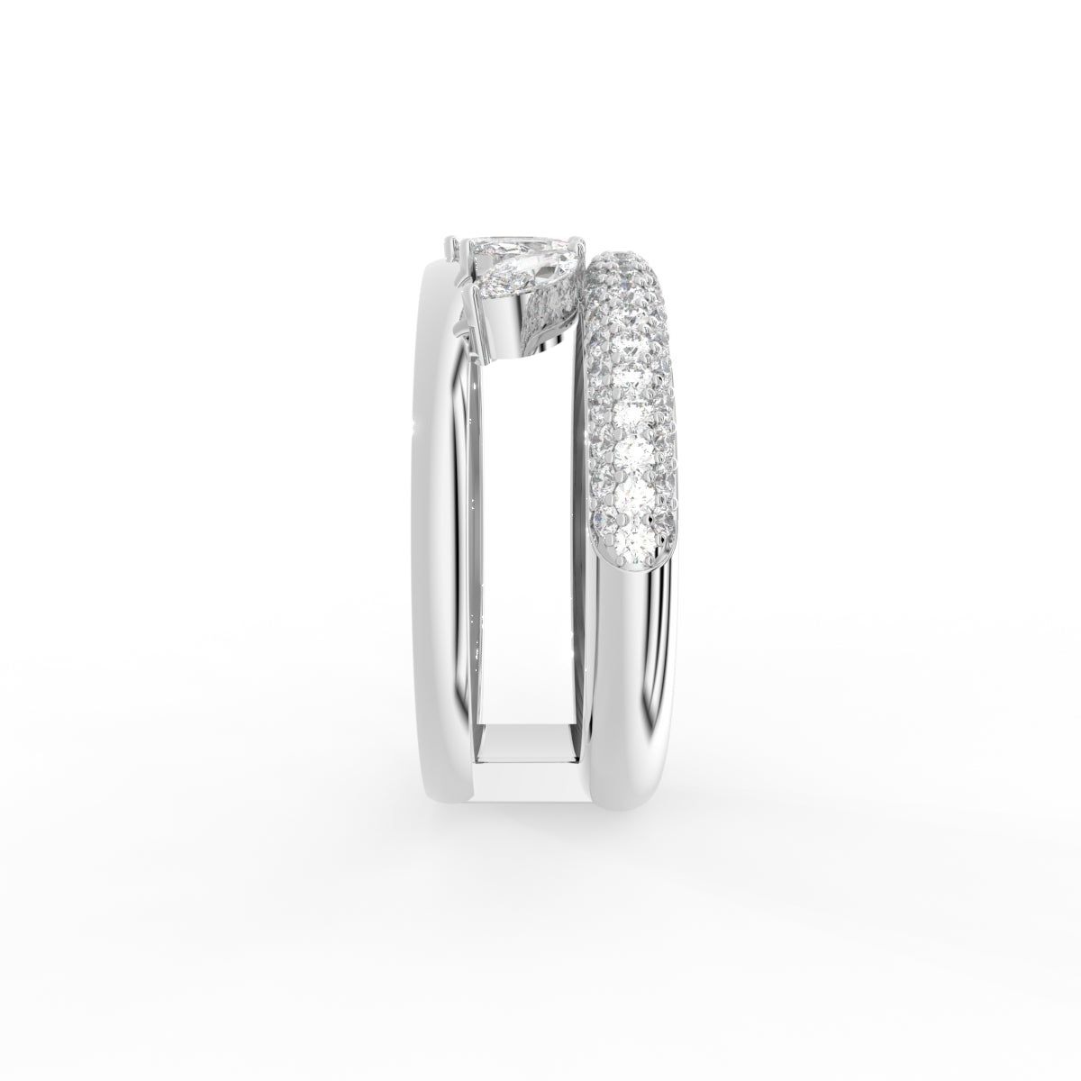 18K Bespoke Marquise Diamond Crown Ring — SIDE
