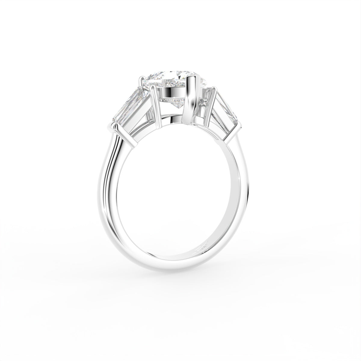 18K Trilogy Heart Diamond Ring — 3D VIEW