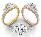 18K Trilogy Oval Diamond Engagement Ring — 3 COLOR