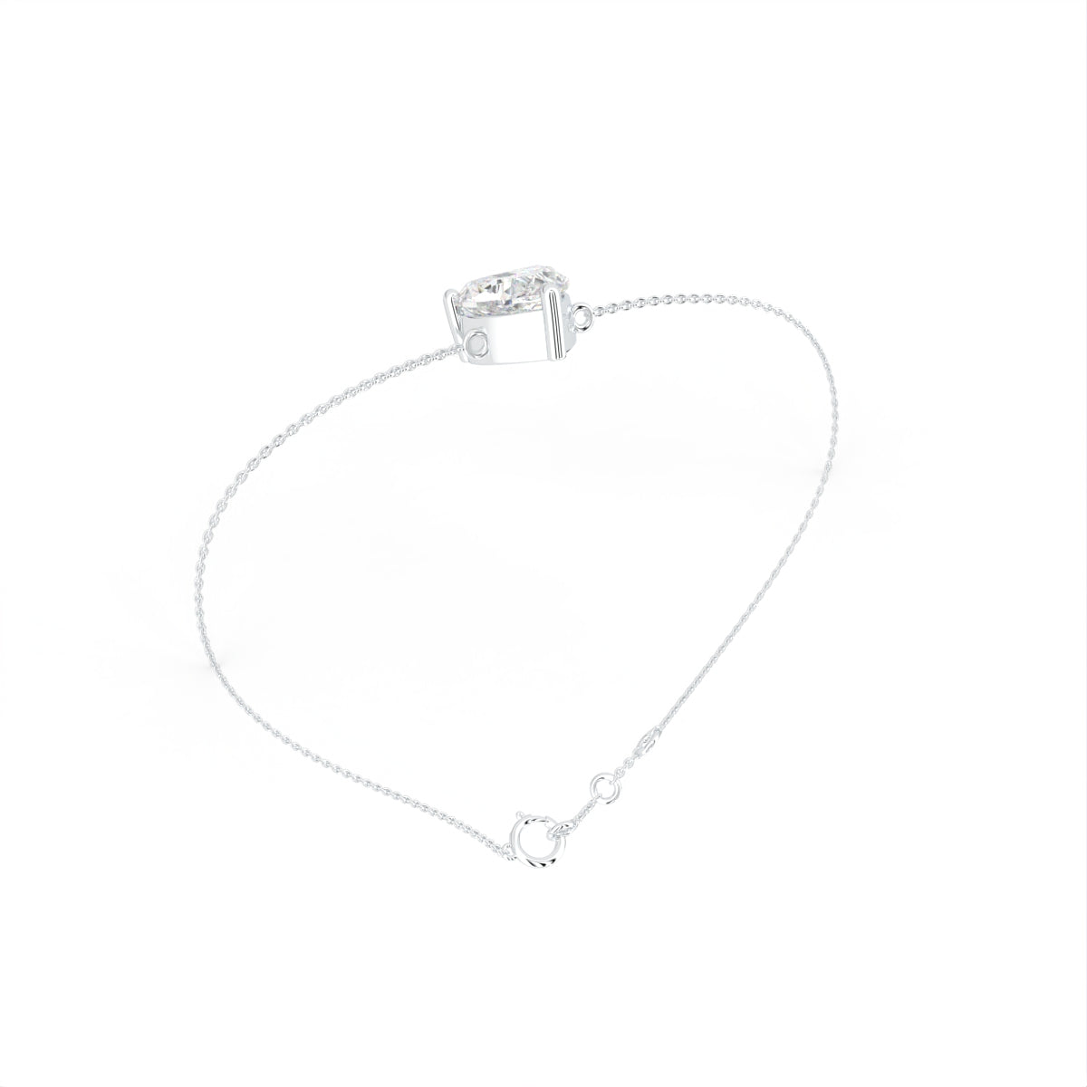 18K Gold Heart Diamond Bracelet — 3D VIEW