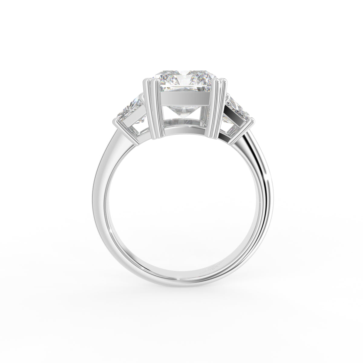 18K Trilogy Radiant Diamond Ring — FRONT