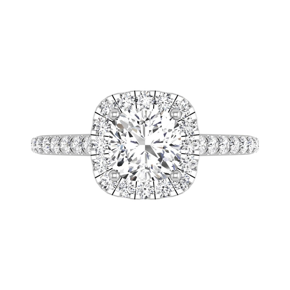 18K Halo Round Diamond Ring — TOP