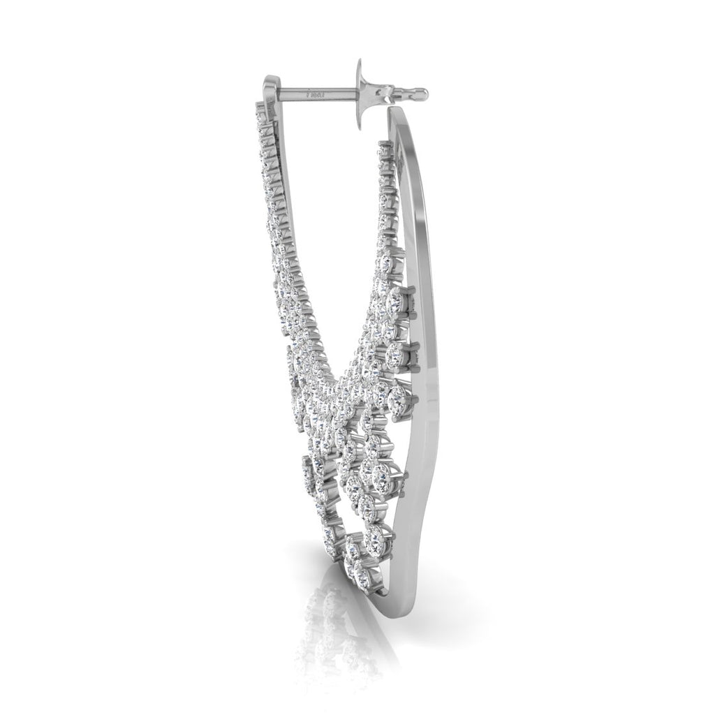 14K White Gold Round Diamond Earrings — SIDE VIEW