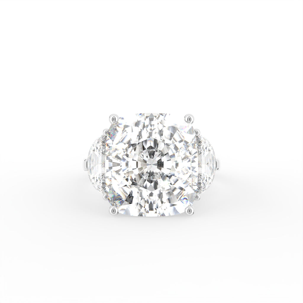 18K White Gold Cushion Solitaire Diamond Ring — TOP